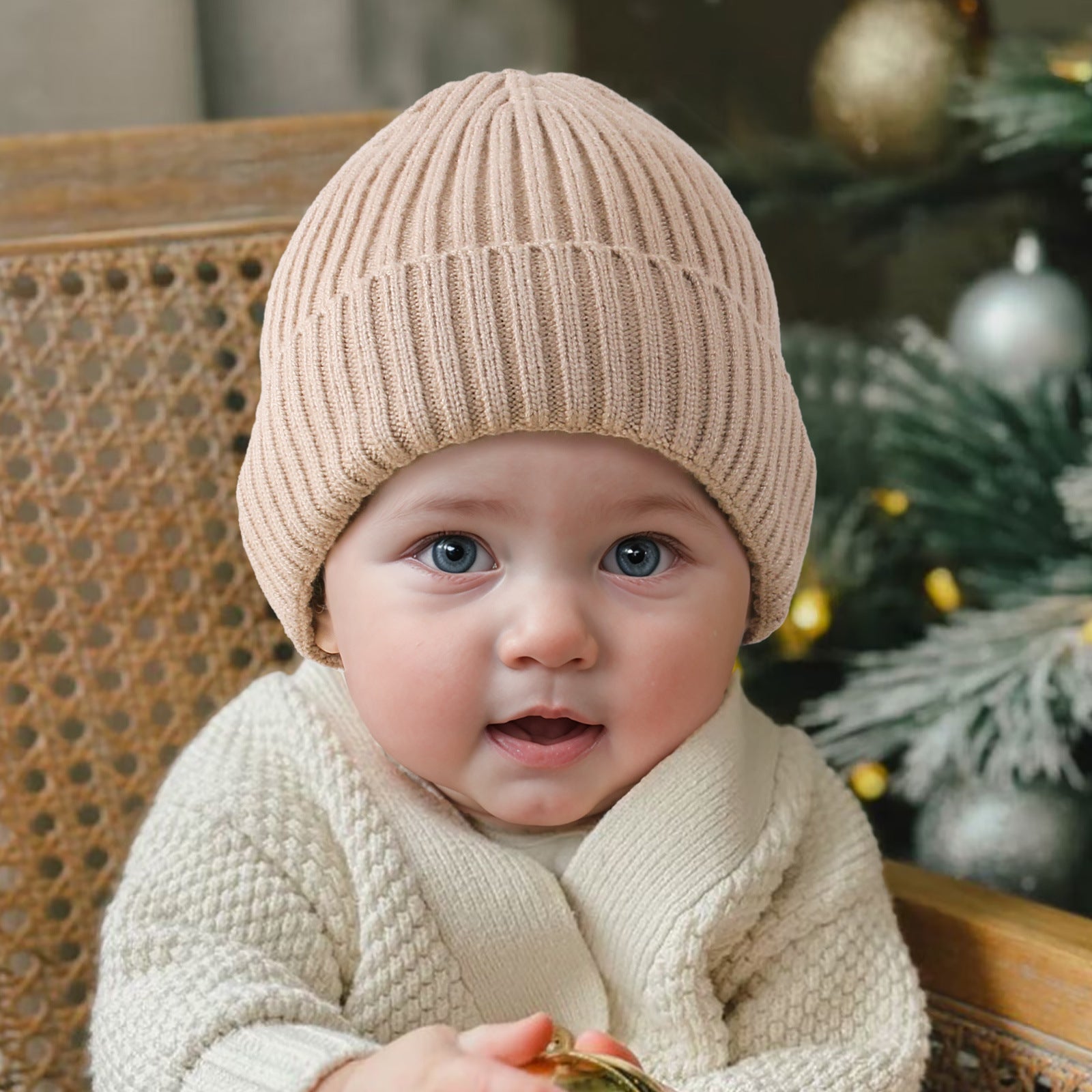 Bonnet en laine rayée de couleur solide pour protéger l'oreille chaude