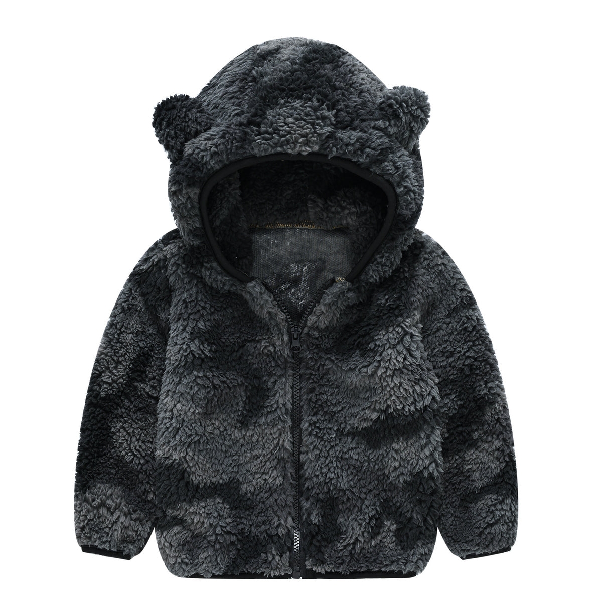 Manteau à capuche en couleur solide pour ours nouveau-né