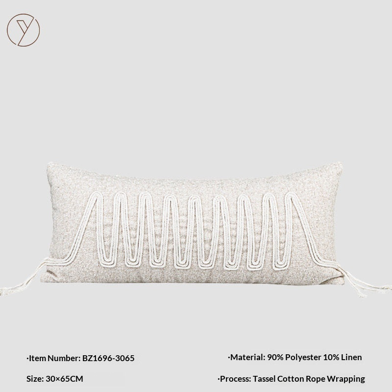 Coton et lin Patchwork lancer oreiller Canapé Coussin de dossier fait main Pad pour Villas