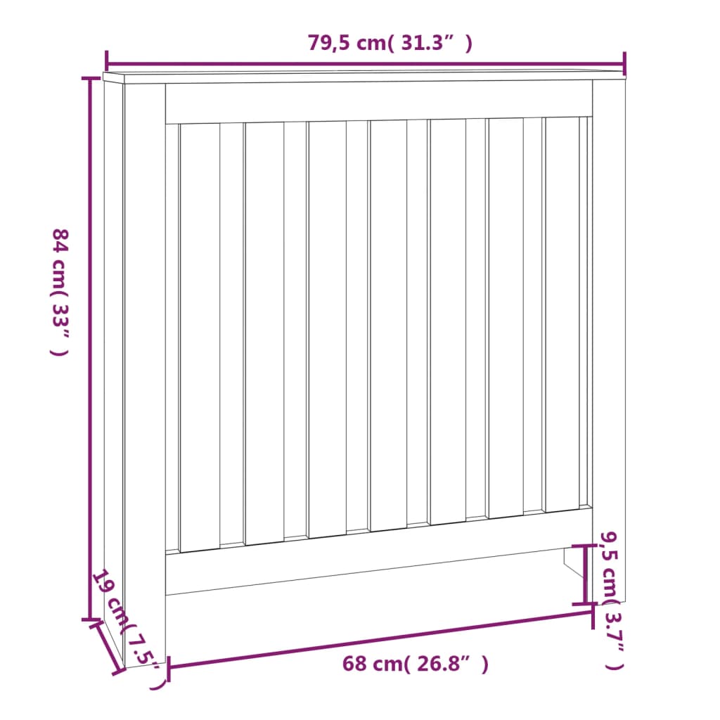 Couverture radiateur 79,5x couverture radiateur en bois de pin massif 79,5x
