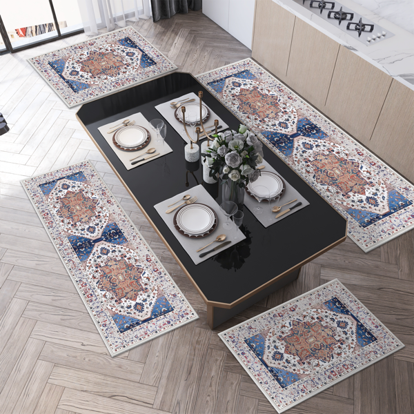 Boho Kitchen Rug Sets 3 pièces avec Runner Non Slip Kitchen Rugs and Mats Lavable Kitchen