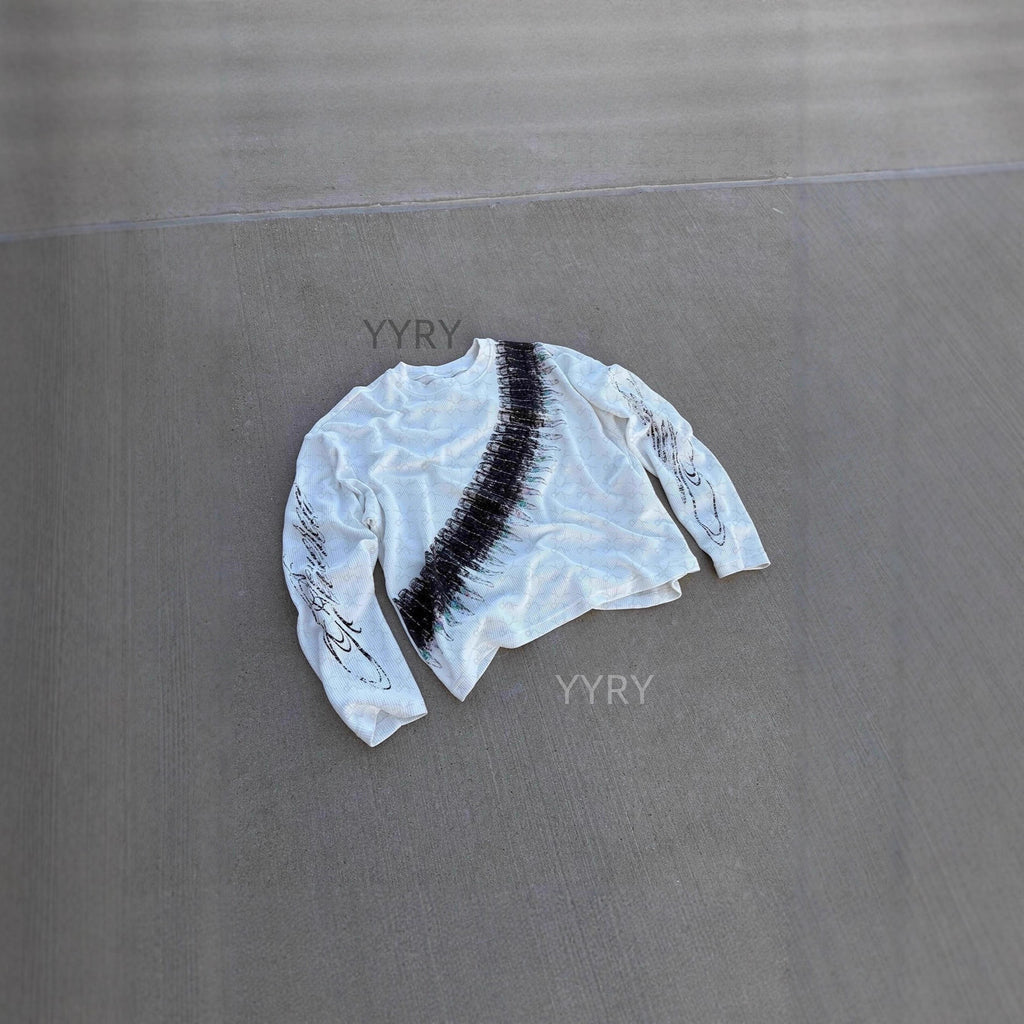 Sweat-shirt col rond imprimé avec manches longues