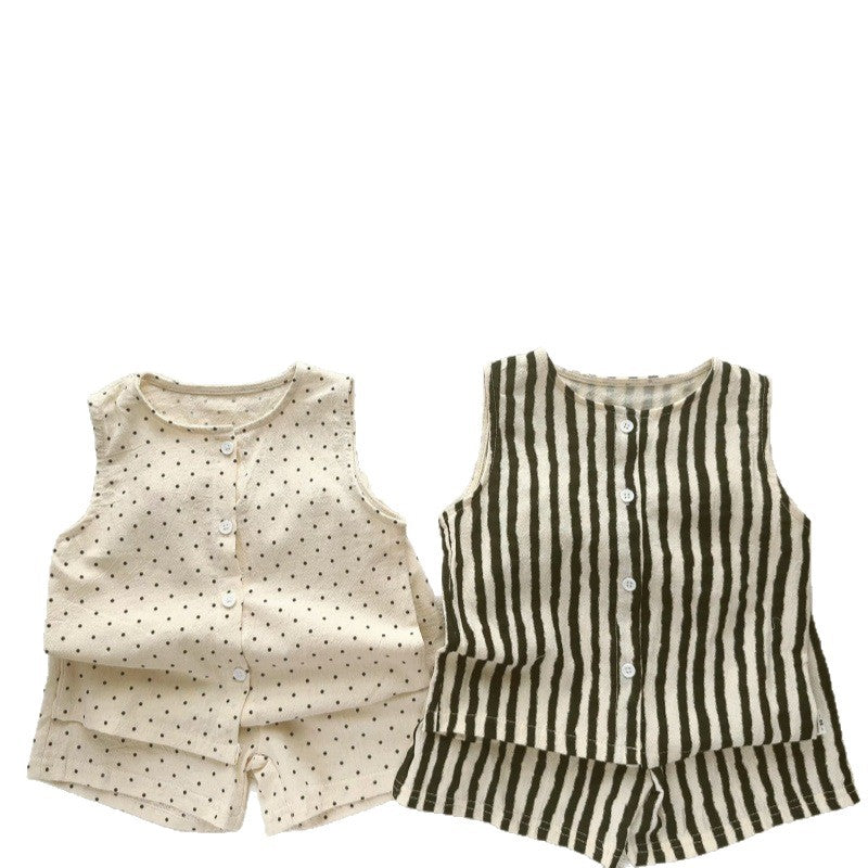 Ensemble de deux pièces en coton mince pour enfants de style coréen