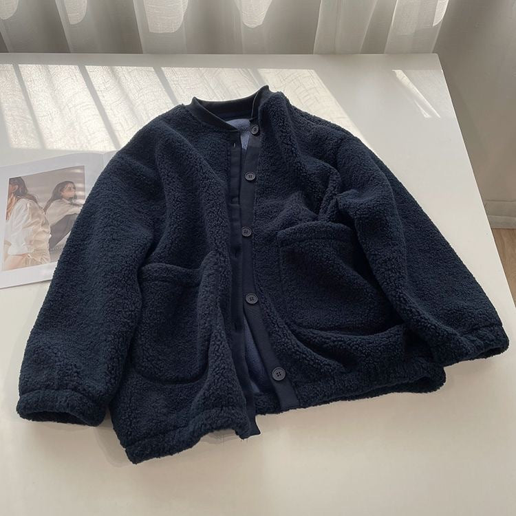 Manteau de cardigan brossé et épaissé