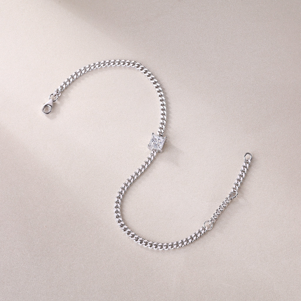 S925 Argent 1ct Princess Cut Moissanite Bracelet