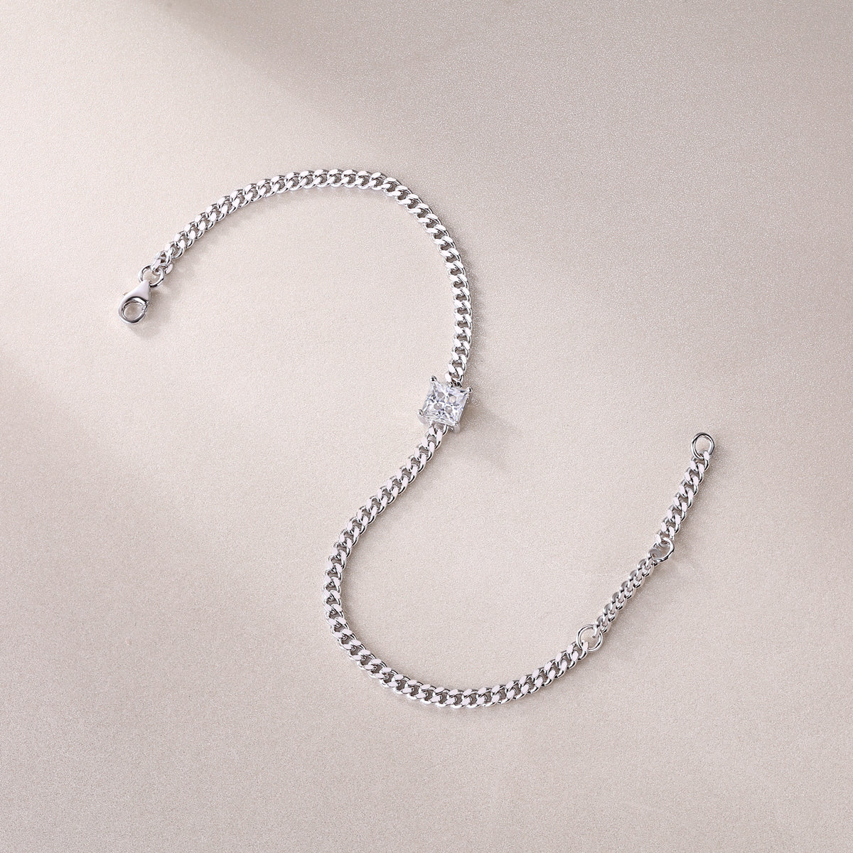 S925 Argent 1ct Princess Cut Moissanite Bracelet