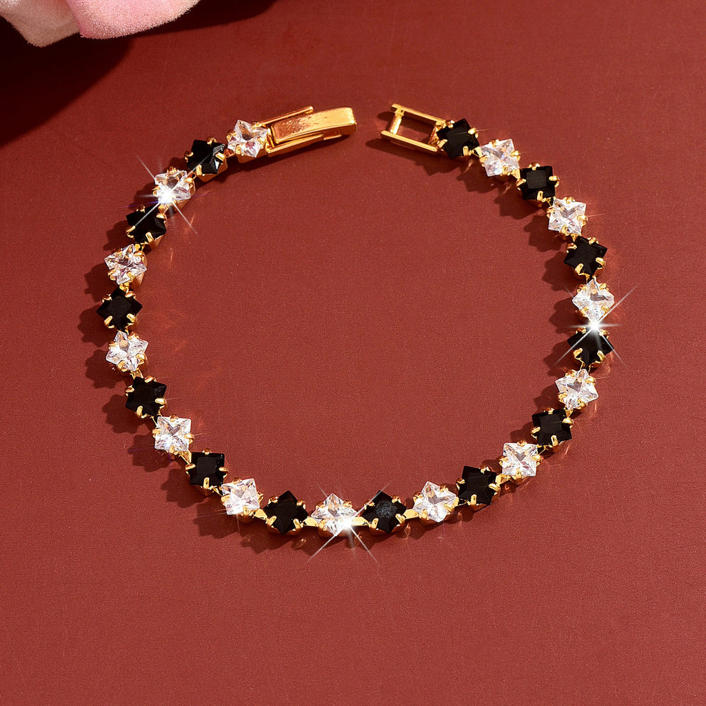 Femmes Multi Couleur Quatre Feuille Clover Bracelet de tennis