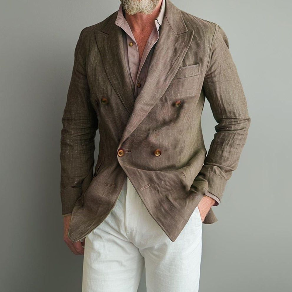 Veste de costume à manches courtes à deux bras pour hommes style britannique