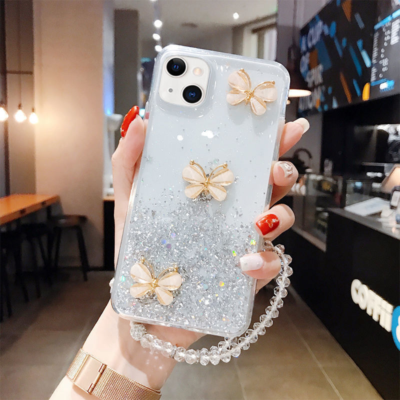 Étui de téléphone Glitter Epoxy Papillon doux