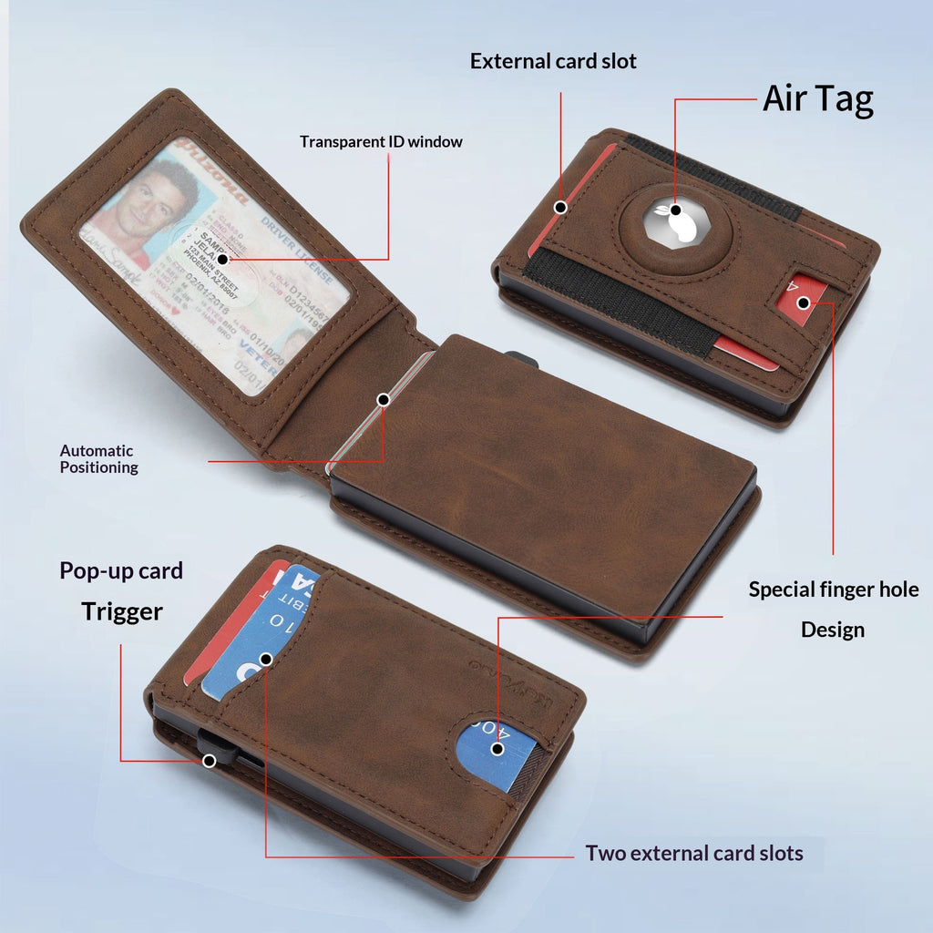 Flip-style Multi-carte-slot en cuir véritable hommes portefeuille