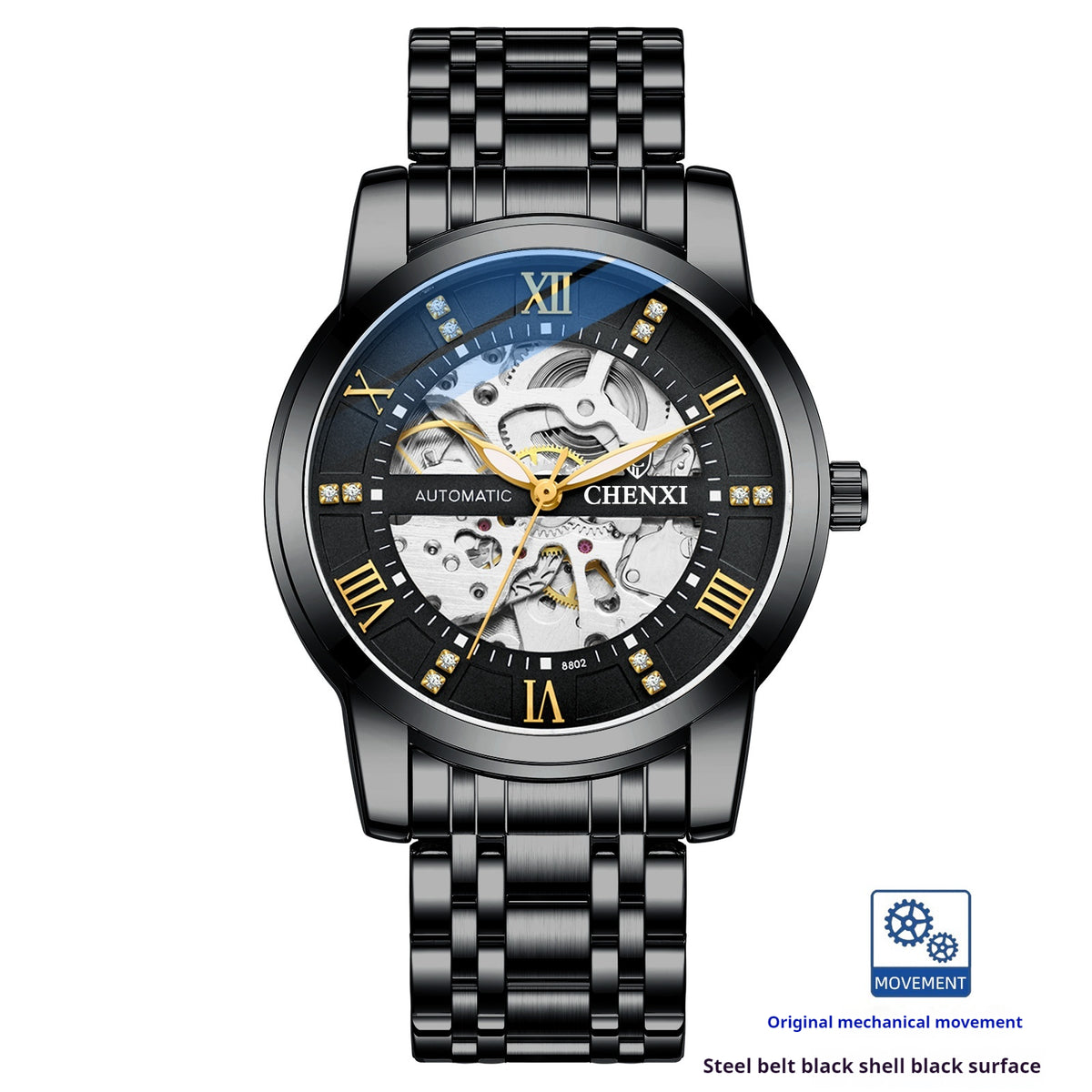Montre mécanique Hollow automatique pour hommes