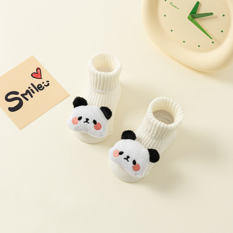 Bébé nouveau-né double aiguille anti-dérapant ne se sent pas serré avec les chaussettes de chambre pieds