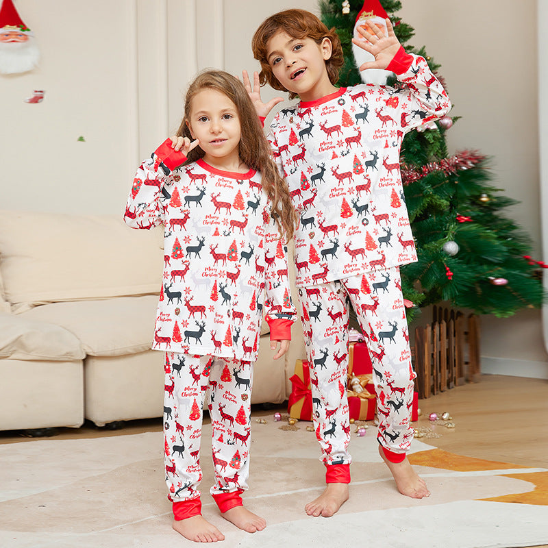 Cartoon Flower Deer Imprimer Pyjamas de Noël pour parents et enfants