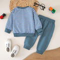 Ensemble en deux pièces pour bébé à col d'équipage rayé et pantalon long