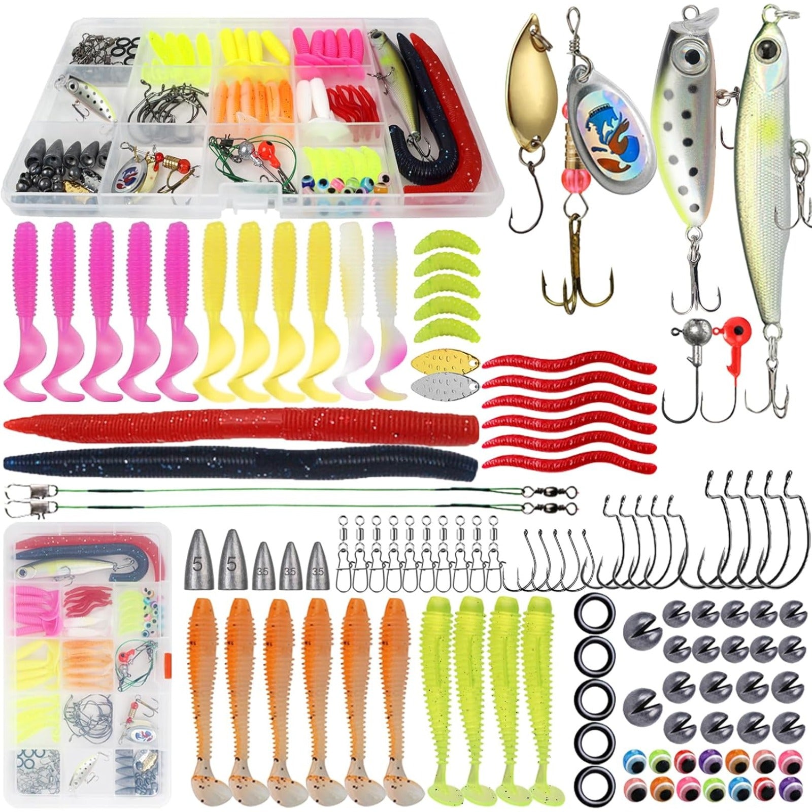 Ensemble d'accessoires de pêche 114 pièces avec leurres artificiels – Ensemble complet dans une boîte portable – P