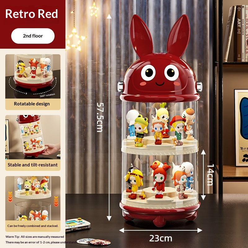 Dustproof Transparent Display Rack with Double-Layer Lid Storage Box