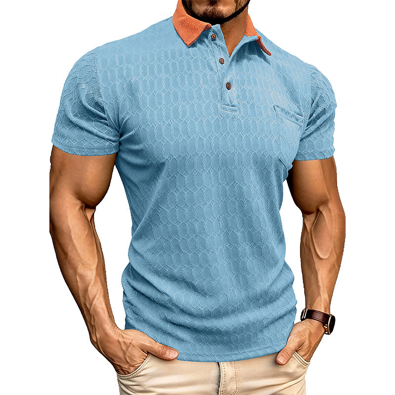 Chemise Polo Lapel Homme T-Shirt manches courtes Slit Design Loose-Fit Moisture-Wicking