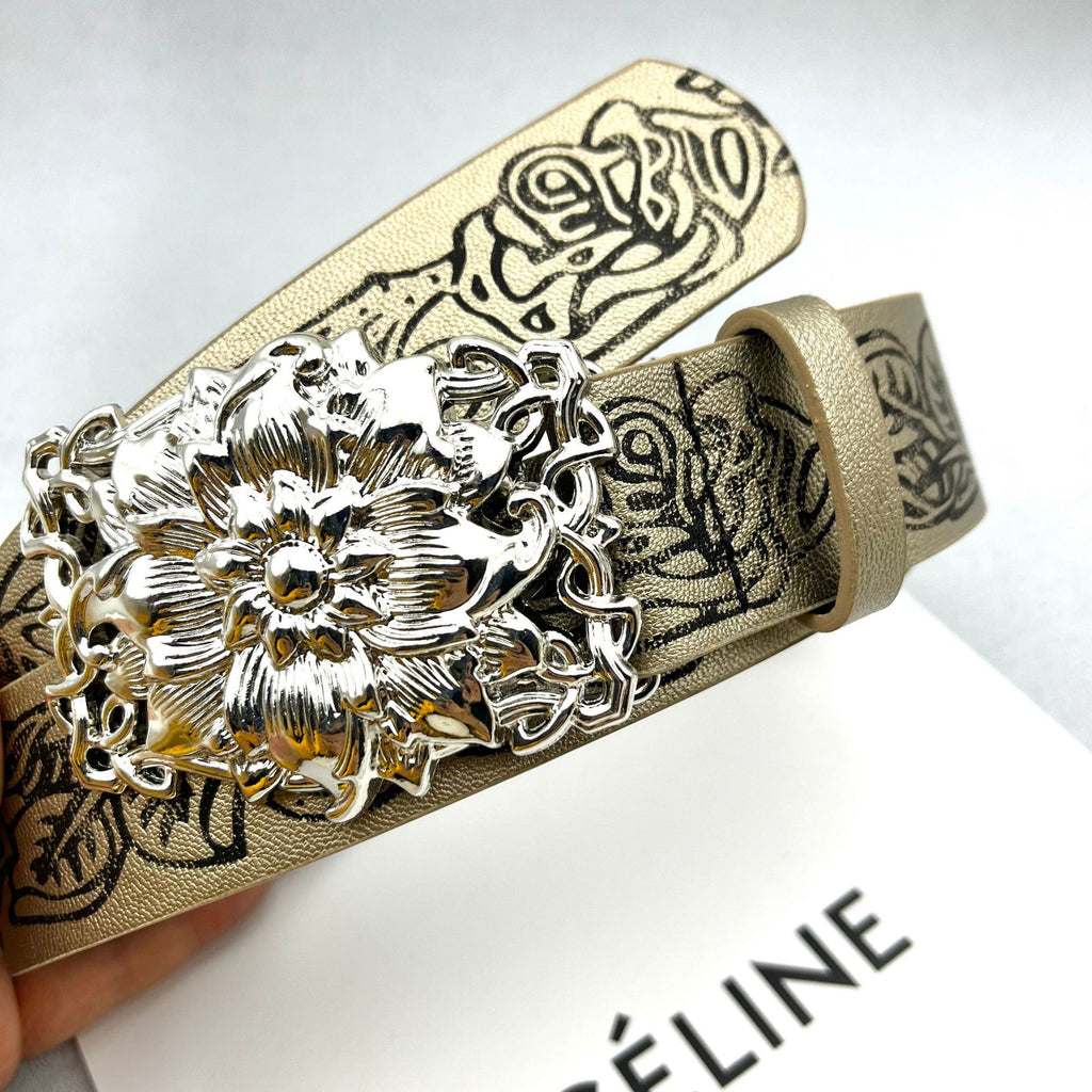 Ceinture féminine embossée vintage personnalisée style punk