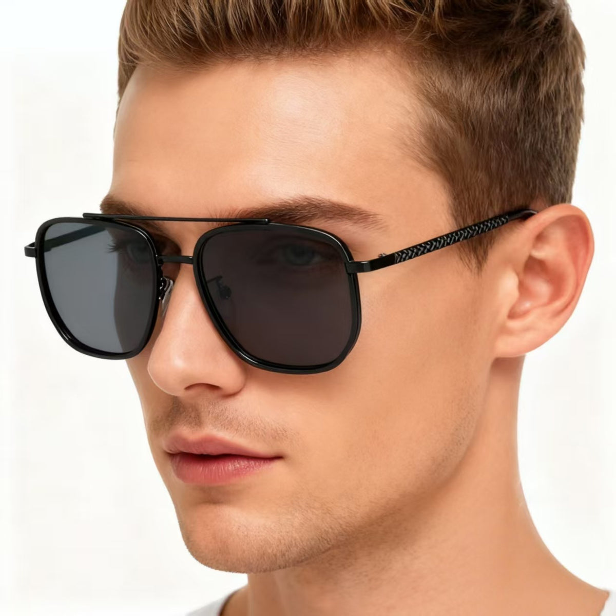 Lunettes de soleil de conduite pour hommes Cadre carré de style européen et américain
