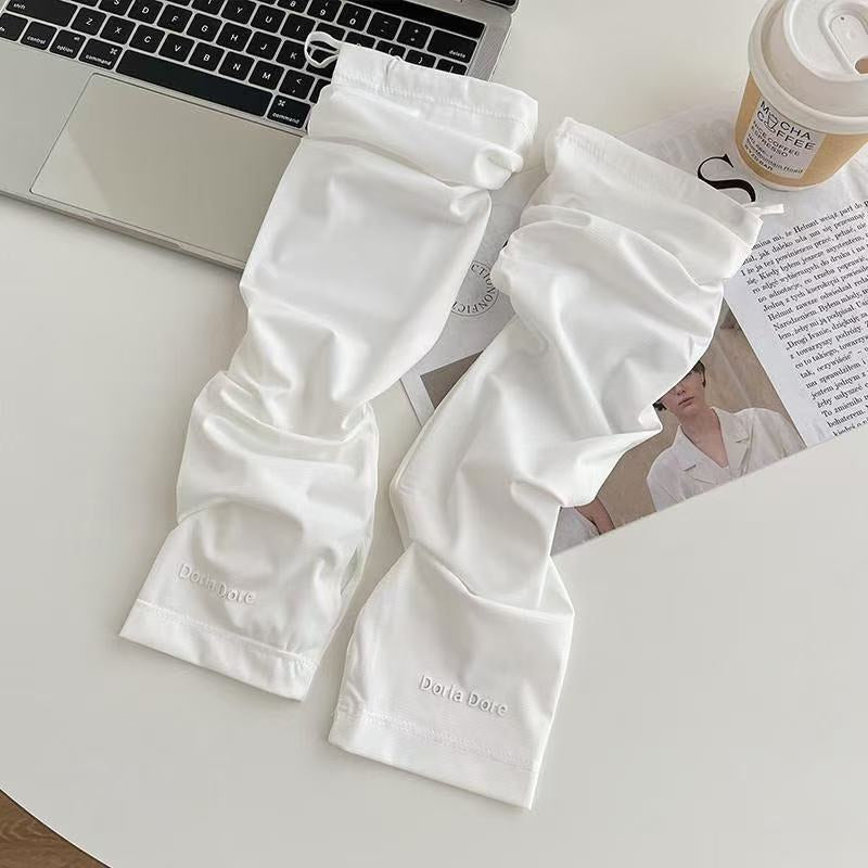 Glace solaire Manches en soie - White-1 paire