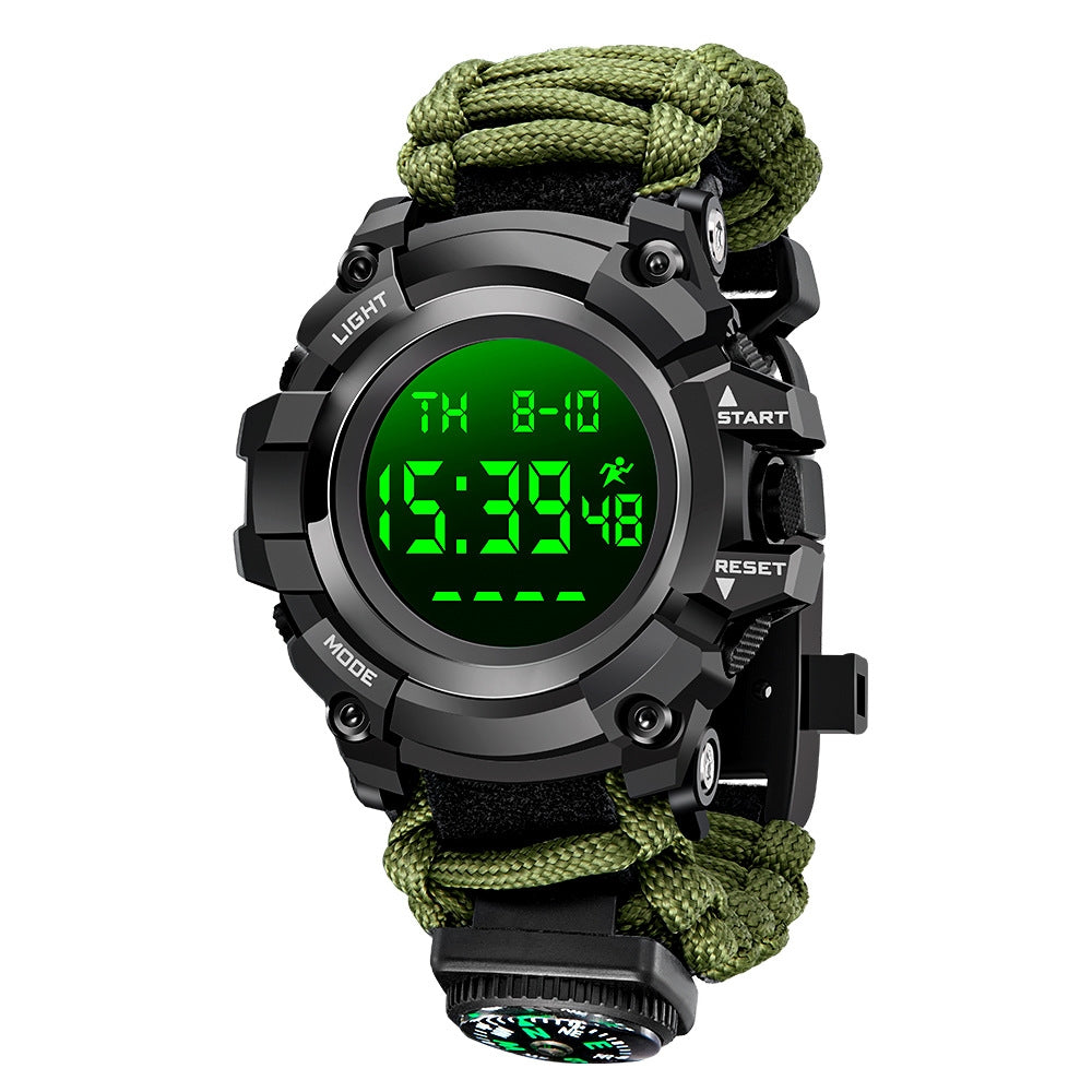 Double affichage Montre électronique Boussole d'allumage de sifflement Thermomètre montres hommes