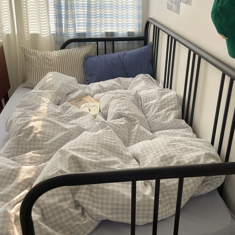 Feuille de lit en coton et couverture de couette Ensemble de quatre pièces