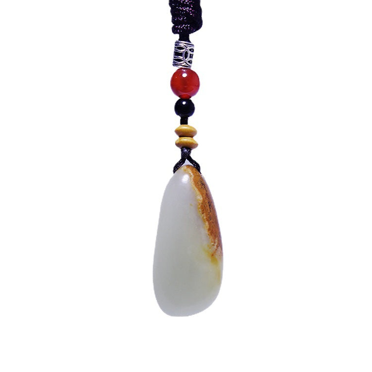 Naturel Hetian Jade Russet Skin Seed Stone Pendentif Afghanistan White Jade Pebble Collier