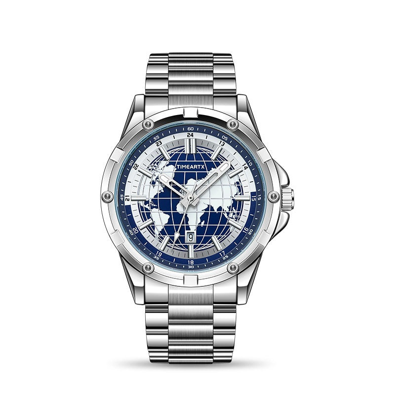 Luminous water-resistant terrestrial quartz watch