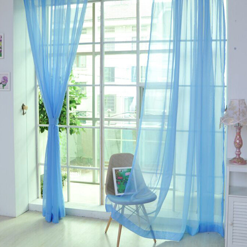 Solid Color Glass Mesh Rideaux Couleur transparente Rideau prêt à l'emploi sans punch