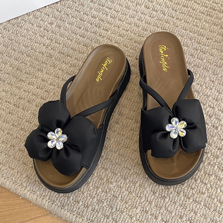 Nuage des femmes Feel Sandales Summer Outdoor Flower Strass Platform Slippers Niche Design