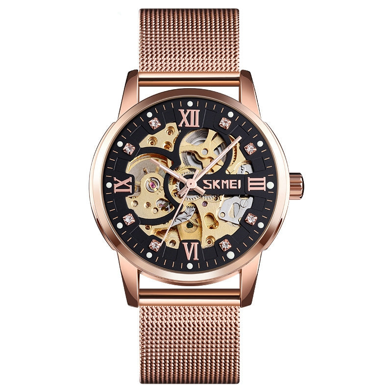 SKMEI Ceinture en acier inoxydable Ceinture imperméable Montre mécanique pour hommes