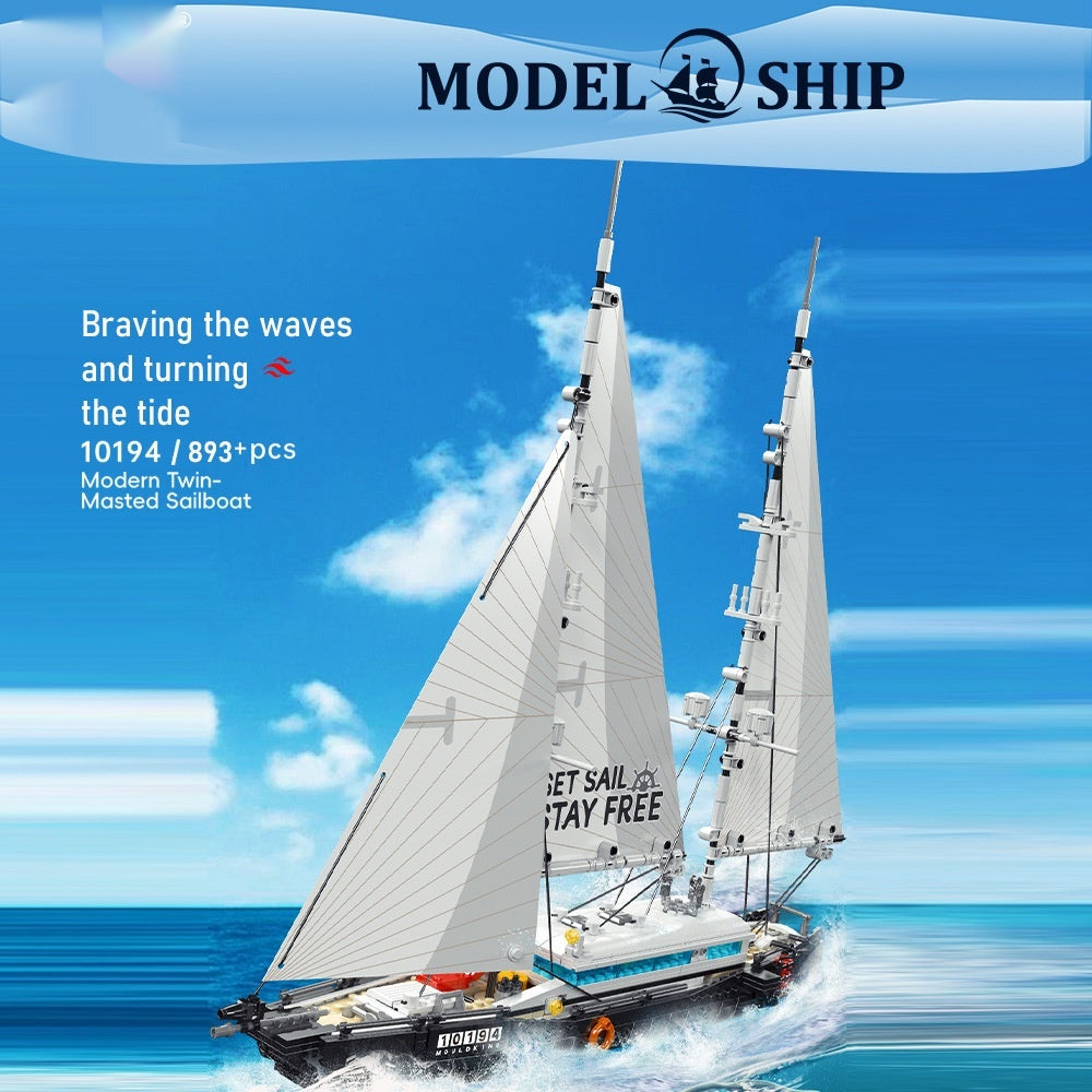 Yuxing modèle de bateau statique bateau de pêche Sailboat Building Block Toy
