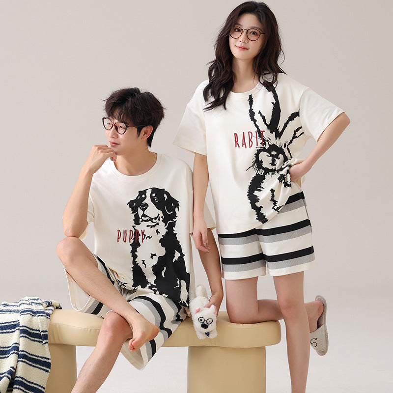 Port d'extérieur Loose Short à manches courtes Couple Pajamas