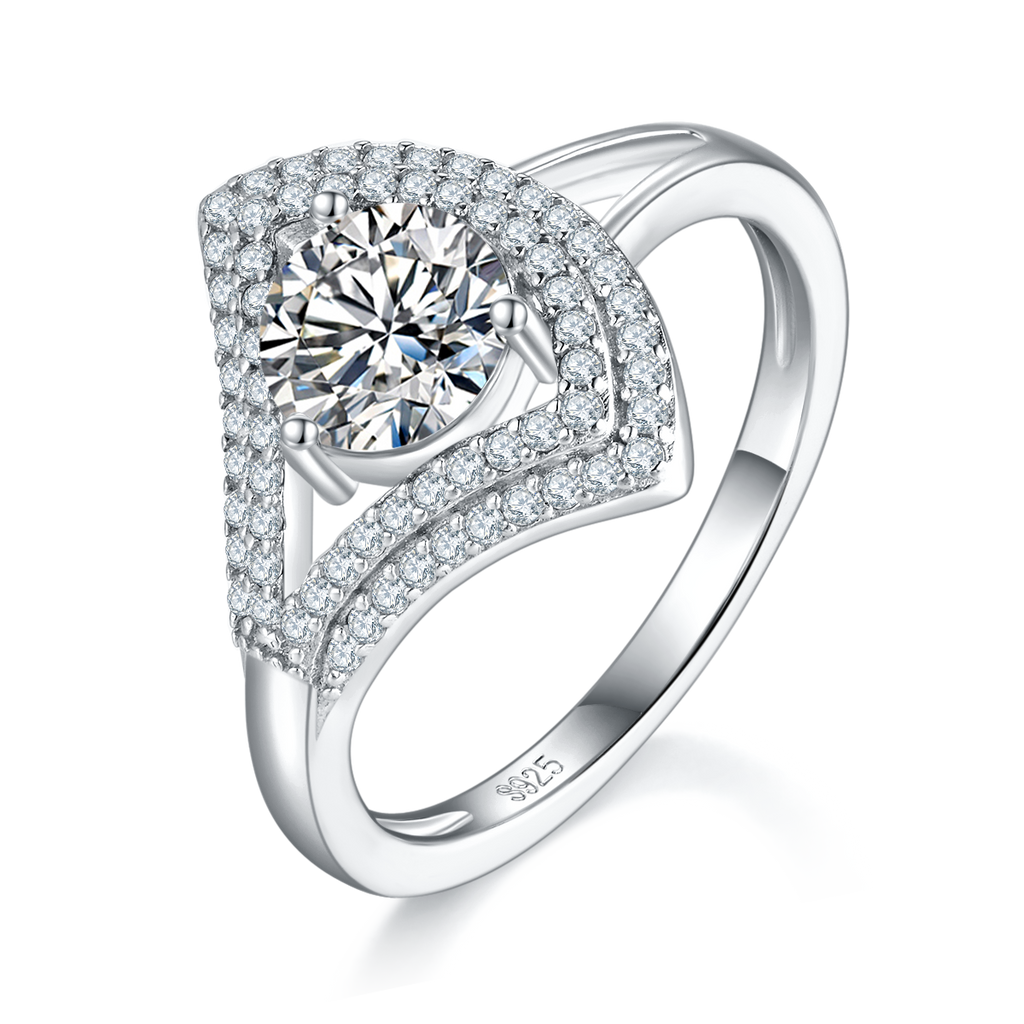 S925 Argent Sterling 1ct Anneau de Moissanite