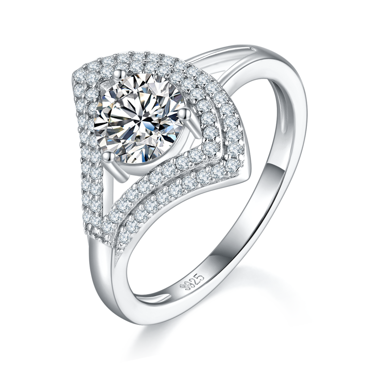 S925 Argent Sterling 1ct Anneau de Moissanite
