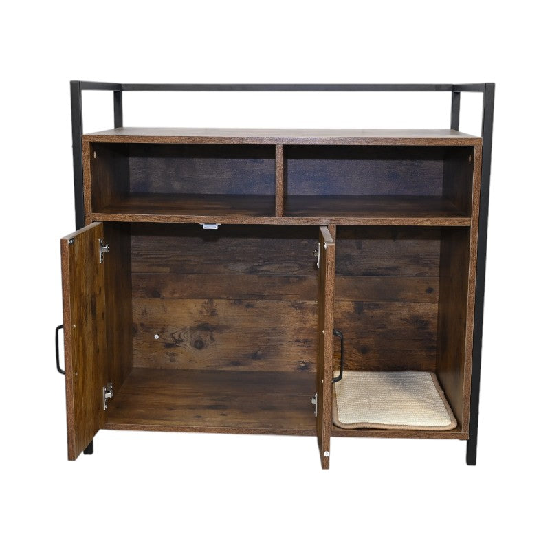 Boîte à litière en bois de chat brun rustique