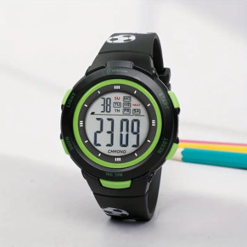 Fashion épingle boucle lumineuse imperméable PU strap Student Montre électronique