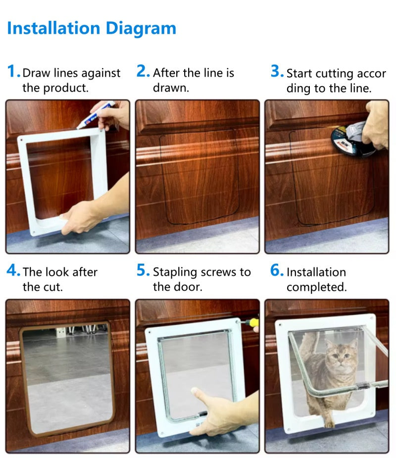 Smart RFID Pet Door avec entrée et sortie contrôlables pour chiens et chats.