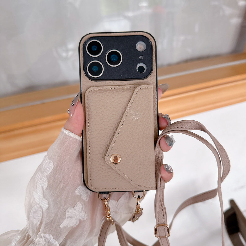Simple Crossbody Lanyard Leather Phone Case