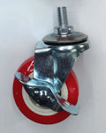 Roulette Mute-2-pouce à vis côté frein-M8*15-rouge et fleur blanche PP roue-fer-1 pièce