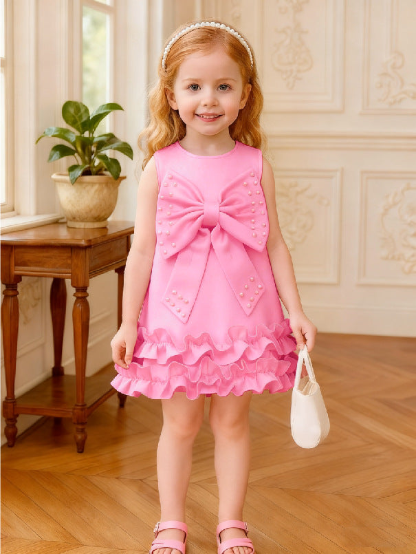 Robe de Veste de Cake-Style Perlé Grande Bow-Knot pour filles