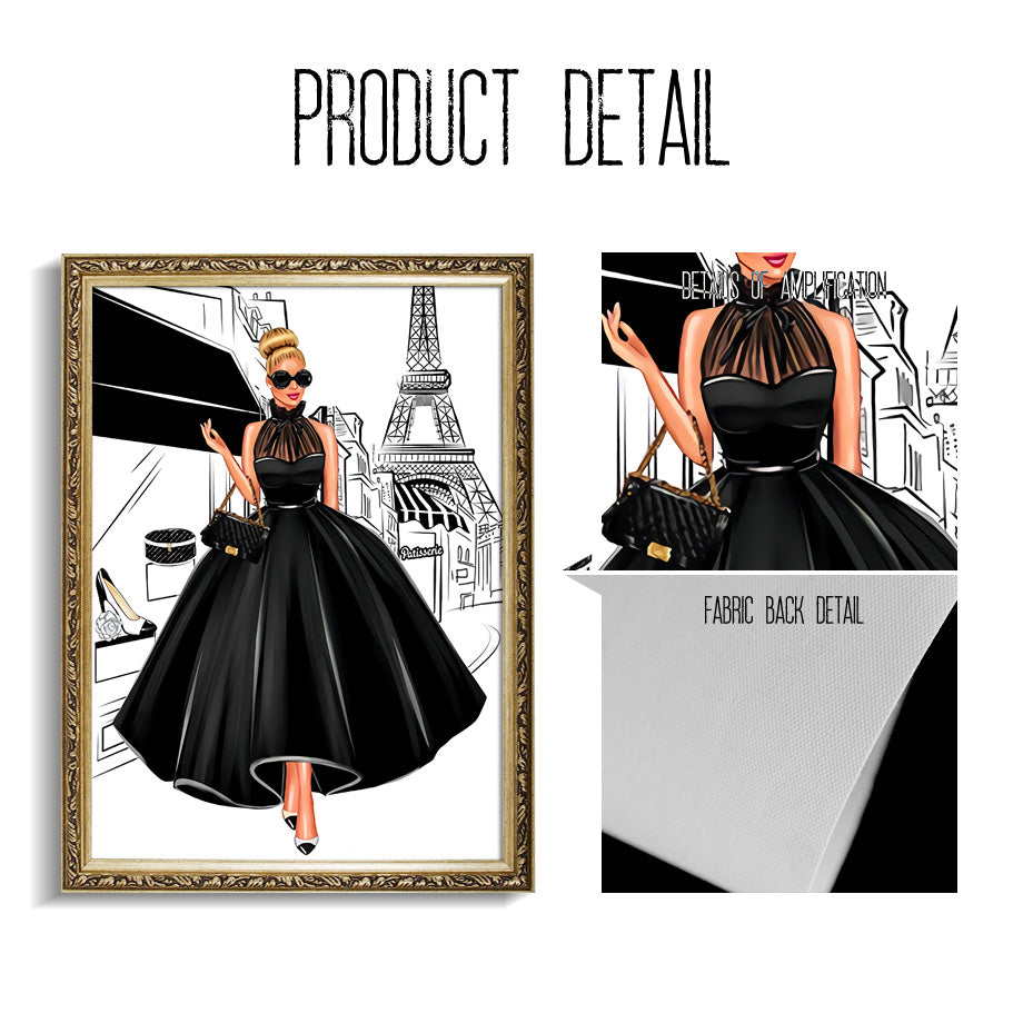 Fashion Bag Girl Ballon Champagne Wall Art Canvas Imprimer