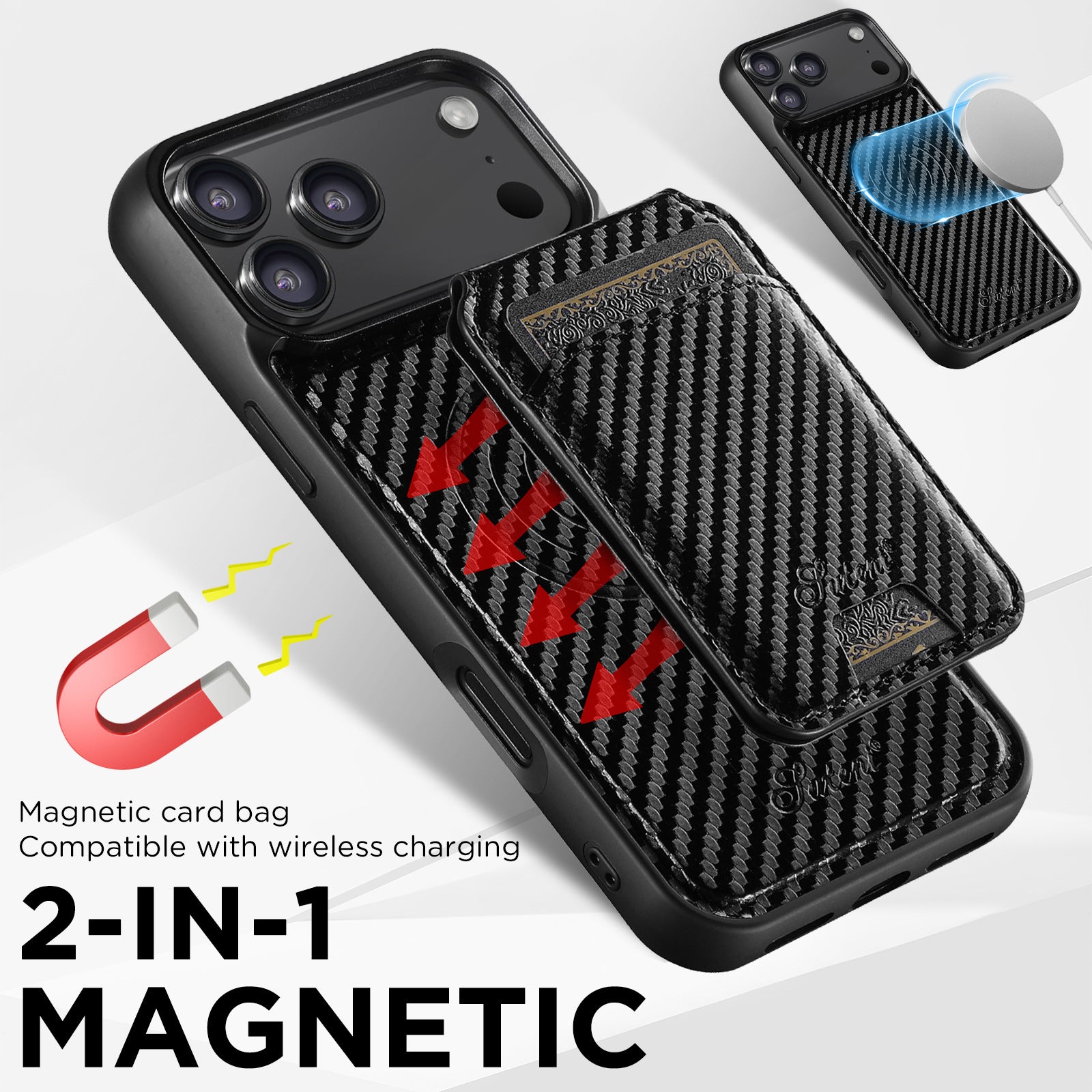 Cas de recharge de téléphone sans fil 2-en-1