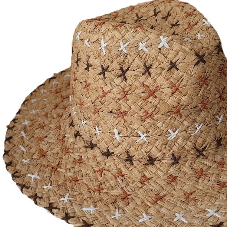 Rétro Personnalité Western Cowboy Style Chapeau de paille