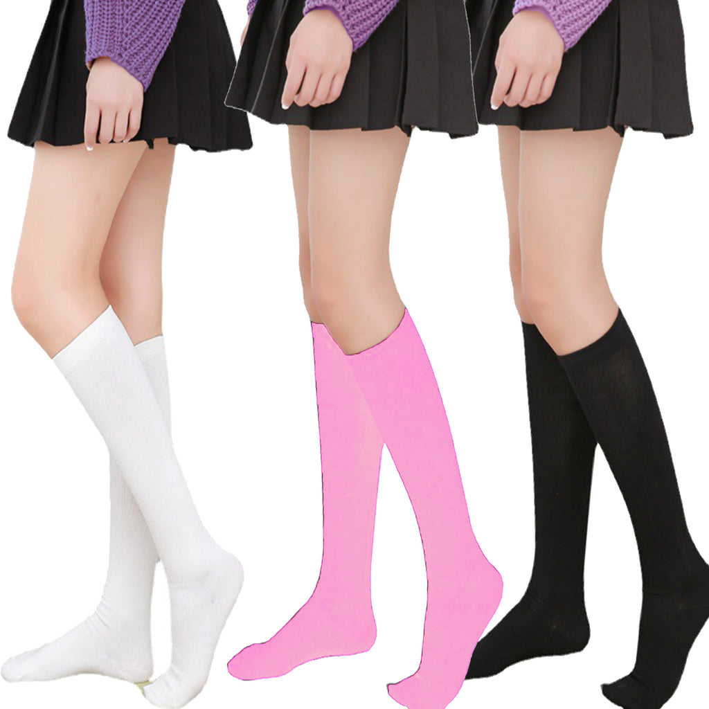 Chaussettes en coton noir Longueur du genou