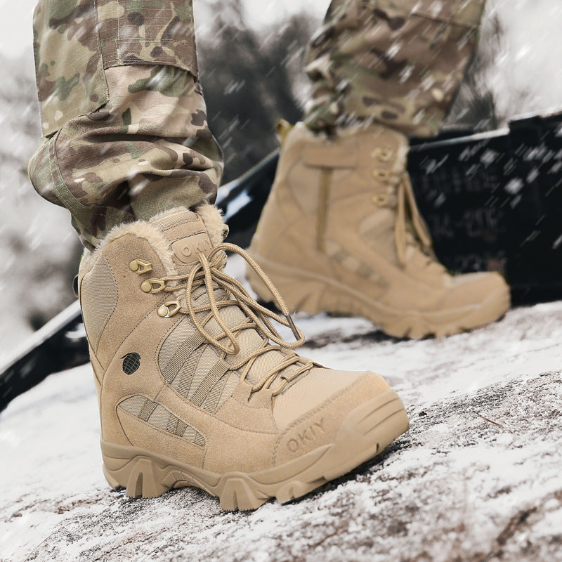 Exportation d'hommes Camping d'hiver Combat militaire bordé de polaire neige chaude Bottes d'escalade extérieure