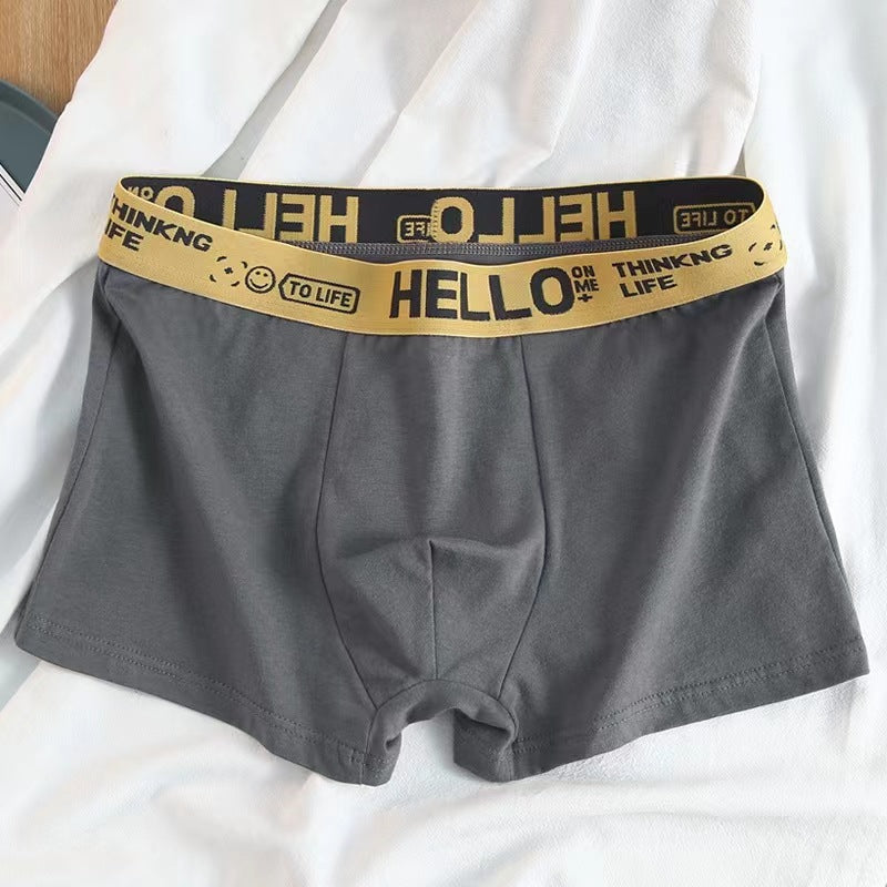 Sous-vêtements homme quatre saisons J Simple Solid Color Mid-waist Skin-friendly Respirant