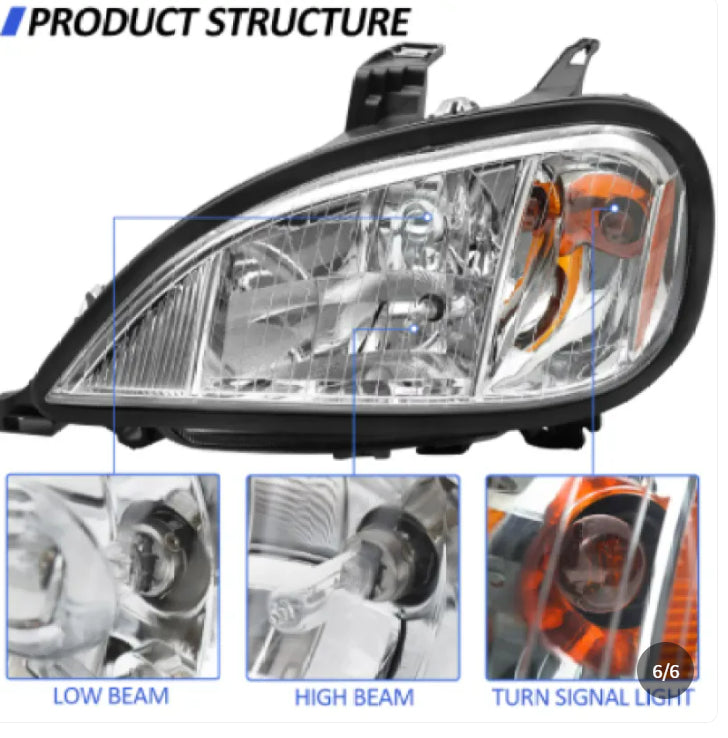 Assemblage de phares pour 2004-2017 Freightliner Columbia Chrome Logement et Amber Reflective