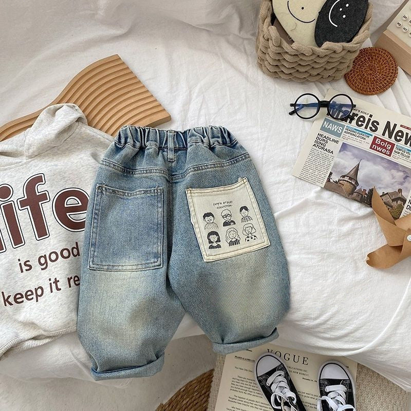 Mode Personnalisé Jeans occasionnels pour enfants Impression