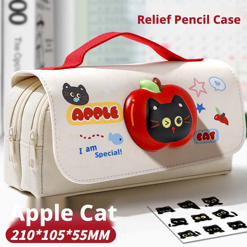 Crayon de décompression portable cas-Apple Cat modèle rouge et blanc-Oxford tissu-1 pièce